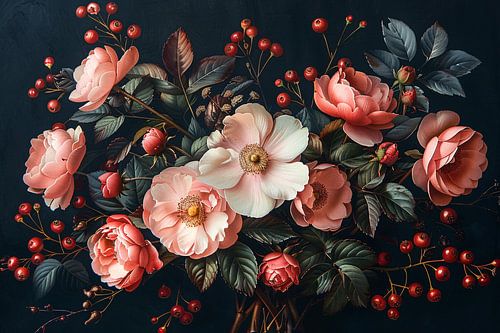 Abstract Bloemen in Roze Tinten