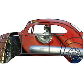 Red Volkswagen Beetle cutout by Jan-Loek Siskens