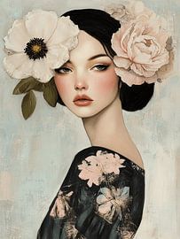 Modern portrait in pastel colours, illustration by Carla Van Iersel