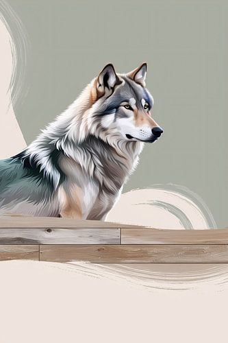 Majestueux portrait de loup numérique