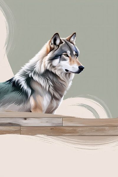 Majestueux portrait de loup numérique par Art & Soul Creations