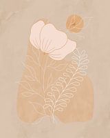 Illustration minimaliste d'une fleur et de deux branches