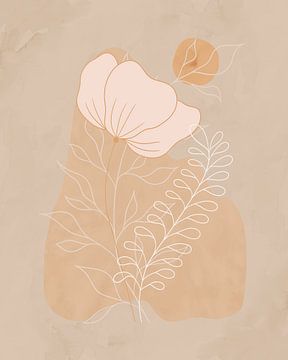 Minimalistische illustratie van een bloem en twee takken van Tanja Udelhofen