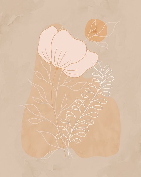 Minimalistische Illustration einer Blume und zwei Zweige