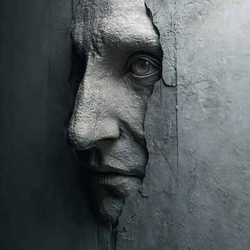 diepte relief gezicht in een witte muur