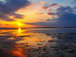 Coucher de soleil dans la mer des Wadden à la mer du Nord sur Animaflora PicsStock