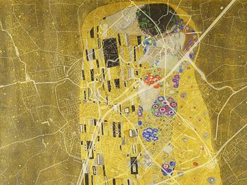 Kaart van Middelburg met de Kus van Gustav Klimt van Map Art Studio