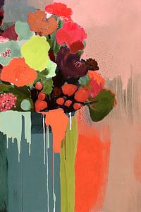 Modern Abstract Stilleven. Vaas met bloemen. Eyecatcher