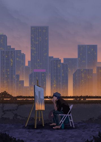Urban Artist bei Twilight Skyline. von Yuji Itadori