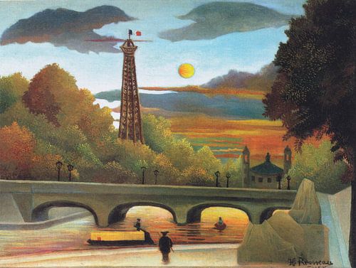 Henri Rousseau's Seine and Eiffel-tower in the sunset (1910)