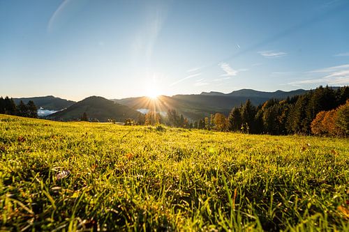 Ochtendsfeer bij zonsopgang met uitzicht op de Hochgrat en de Allgäuer Alpen