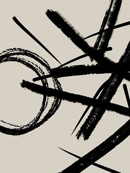 Abstraktes und modernes Kunstwerk mit Linien und Kreisen