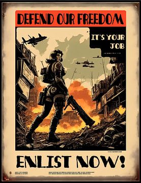 Affiche de guerre rétro post apocalypse sur Jan Bechtum