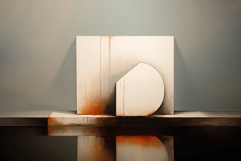 Abstract ruimtelijk samenspel tussen geometrische vormen van Ton Kuijpers