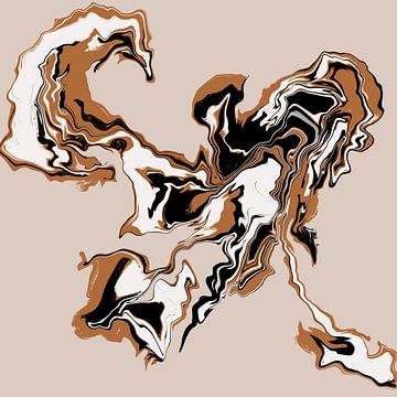 Fantasy Tiger | Art moderne abstrait, orange, noir et blanc sur Romy Smit