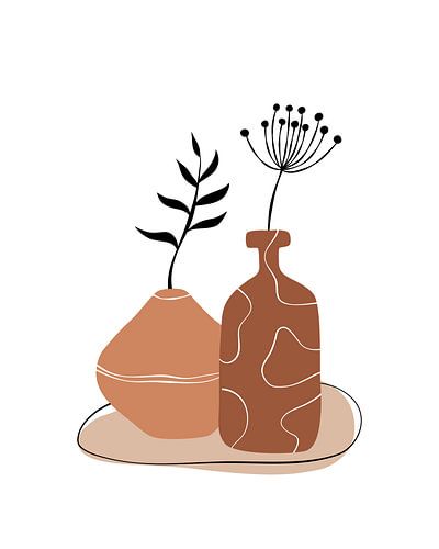 Zwei Vasen mit Pflanzen