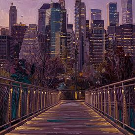 Soirée violette sur le pont Squibb – New York sur Gladys van Schaijk