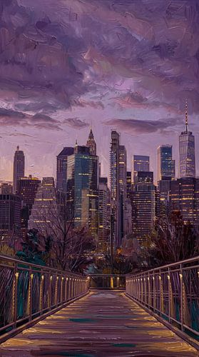 Soirée violette sur le pont Squibb – New York sur Gladys van Schaijk