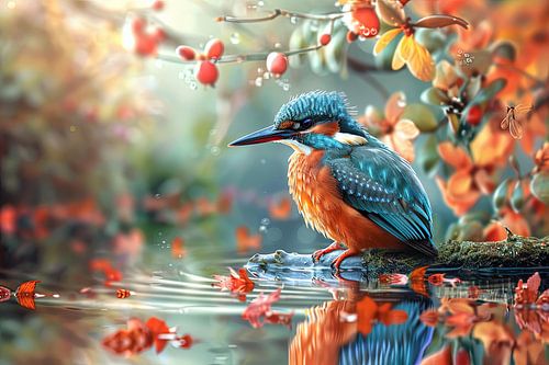 iisvogels bij het water