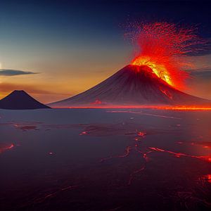 Vulkanausbruch mit Lava Illustration