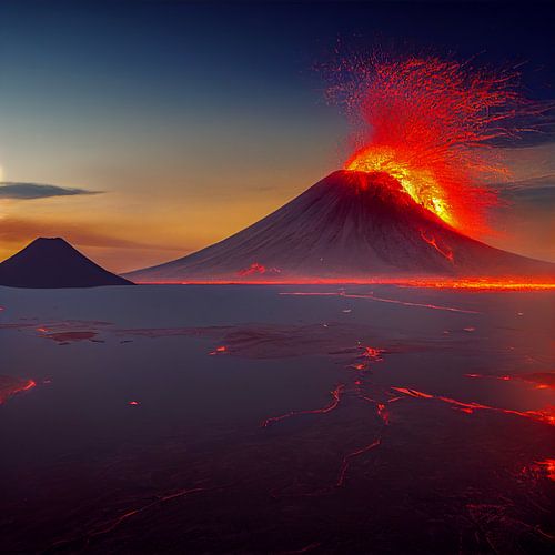 Illustration d'une éruption volcanique avec de la lave