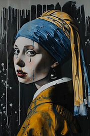 Dripping Art The girl with the pearl earring by Poster Art Shop