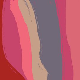 Warmes farbenfrohes minimalistisches abstraktes Gemälde in Rosa, Rot, gedämpftem Violett von Dina Dankers