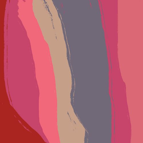 Warm kleurrijk minimalistisch abstract schilderij in roze, rood, gedempt violet