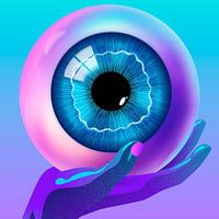 Hand holding eye