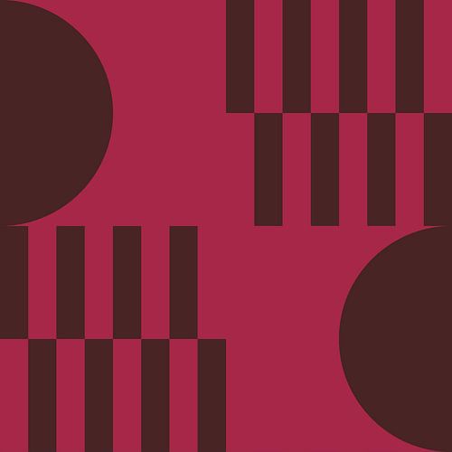 70s Retro veelkleurige abstracte vormen in paars en bruin I