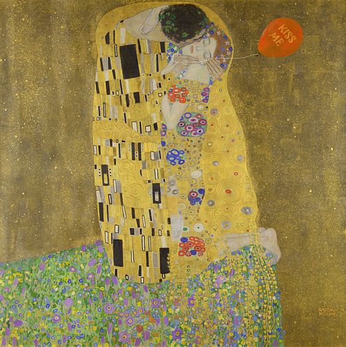 De kus van Gustav Klimt met ballon
