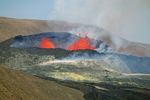 The active volcano at Fagradalsfjall