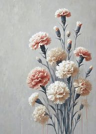 Eleganter Nelkenstrauß - Botanische Kunst in Blush und Creme von Colors of Spring