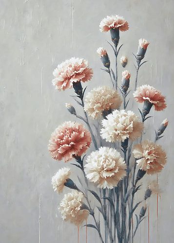 Elegant Anjerboeket – Botanische Kunst in Blush en Crème