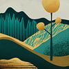 Gouden boom in de zon abstract landschap van Tanja Udelhofen