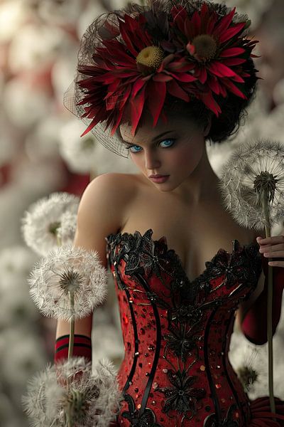 woman with flowers surrealism dandelion by Egon Zitter