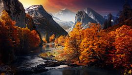 Herfstlandschap met kleuren