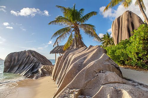 Droomstrand op het eiland La Digue (Seychellen)