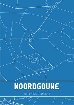Blauwdruk | Landkaart | Noordgouwe (Zeeland) van MijnStadsPoster