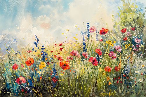 Coquelicots dans le champ de fleurs