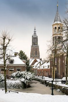 An Amersfoort winter fairytale. our lady's tower and Elleboog church