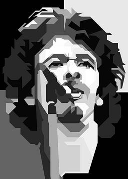 Jong Carlos Santana Zwart Wit Portret van Artkreator