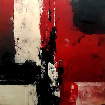 Abstract in rood, wit en zwart