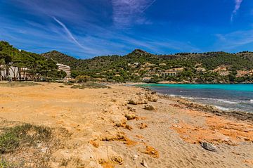 Zeekant van het strand van de baai van Canyamel, eiland Mallorca, Spanje van Alex Winter