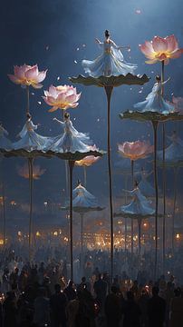 Dancing women on lilies