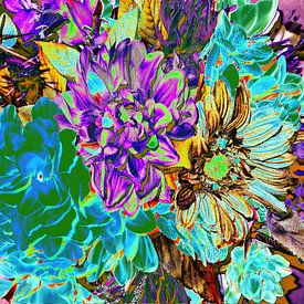 Abstract Neon Purple & Aqua Flora sur Rhonda Clapprood