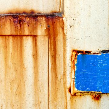 Abstract in rusty orange and blue