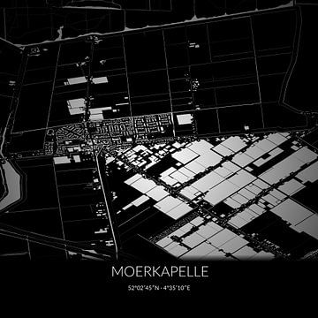 Black-and-white map of Moerkapelle, South Holland. by Rezona