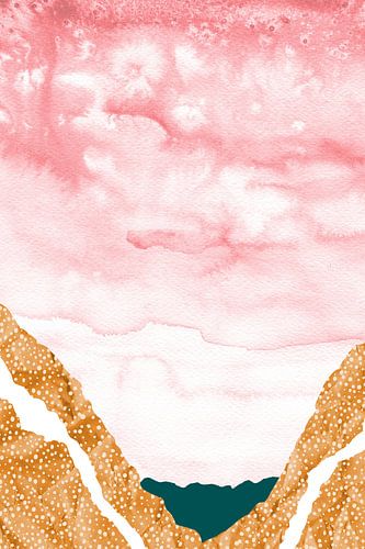 Collage: abstrakte Landschaft in frischen Farben. Boho-Stil.