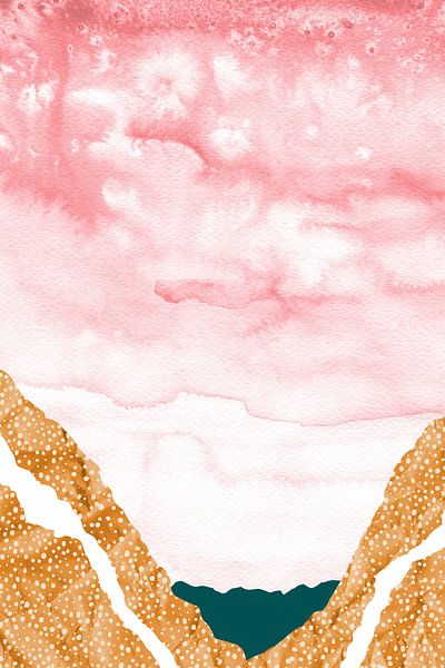 Collage: abstract landscape in fresh colours. Boho style. by Studio Allee